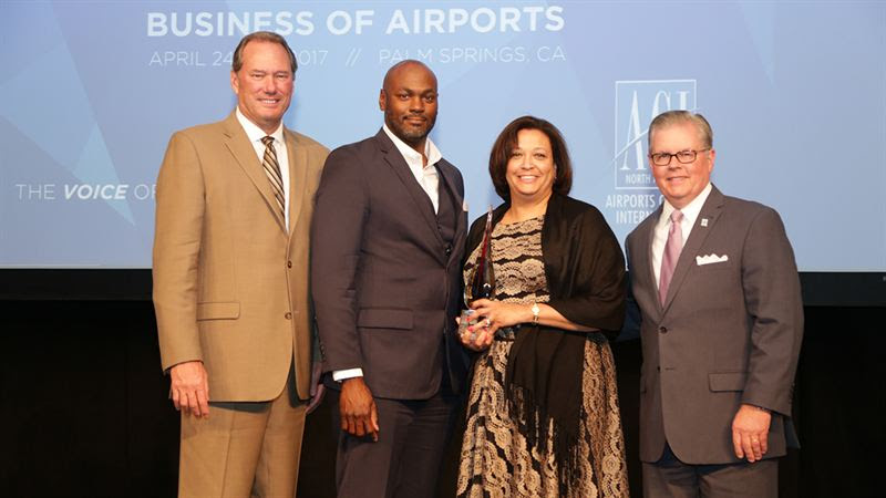 Airport Administration Represent Airport receiving ACI-NA Inclusion Championship Award in April 2017