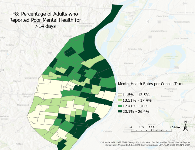 Percentage of Adults who Reported Poor Mental Health more 14 days
