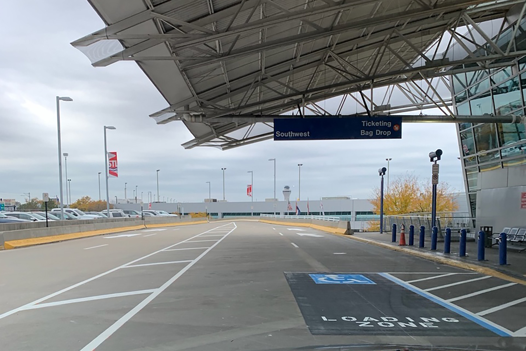 the Airport also expanded the curb by 200 ft. to the east and created two new ADA-compliant drop-off zones