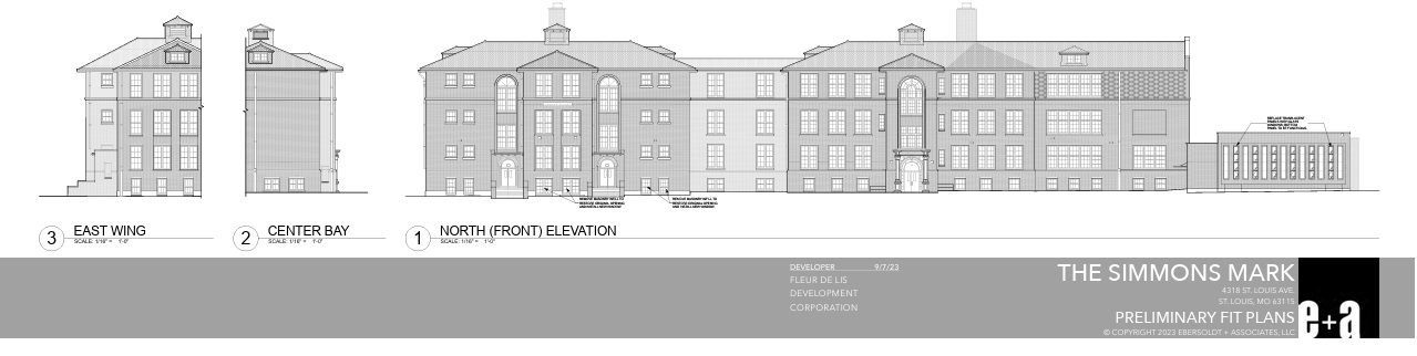 Simmons Mark elevation view of building