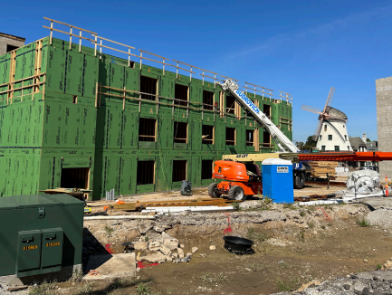Crossroads, a new mixed-income senior housing community in Bevo under construction.
