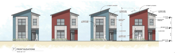 Rendering of two story town homes on Morgan Ford