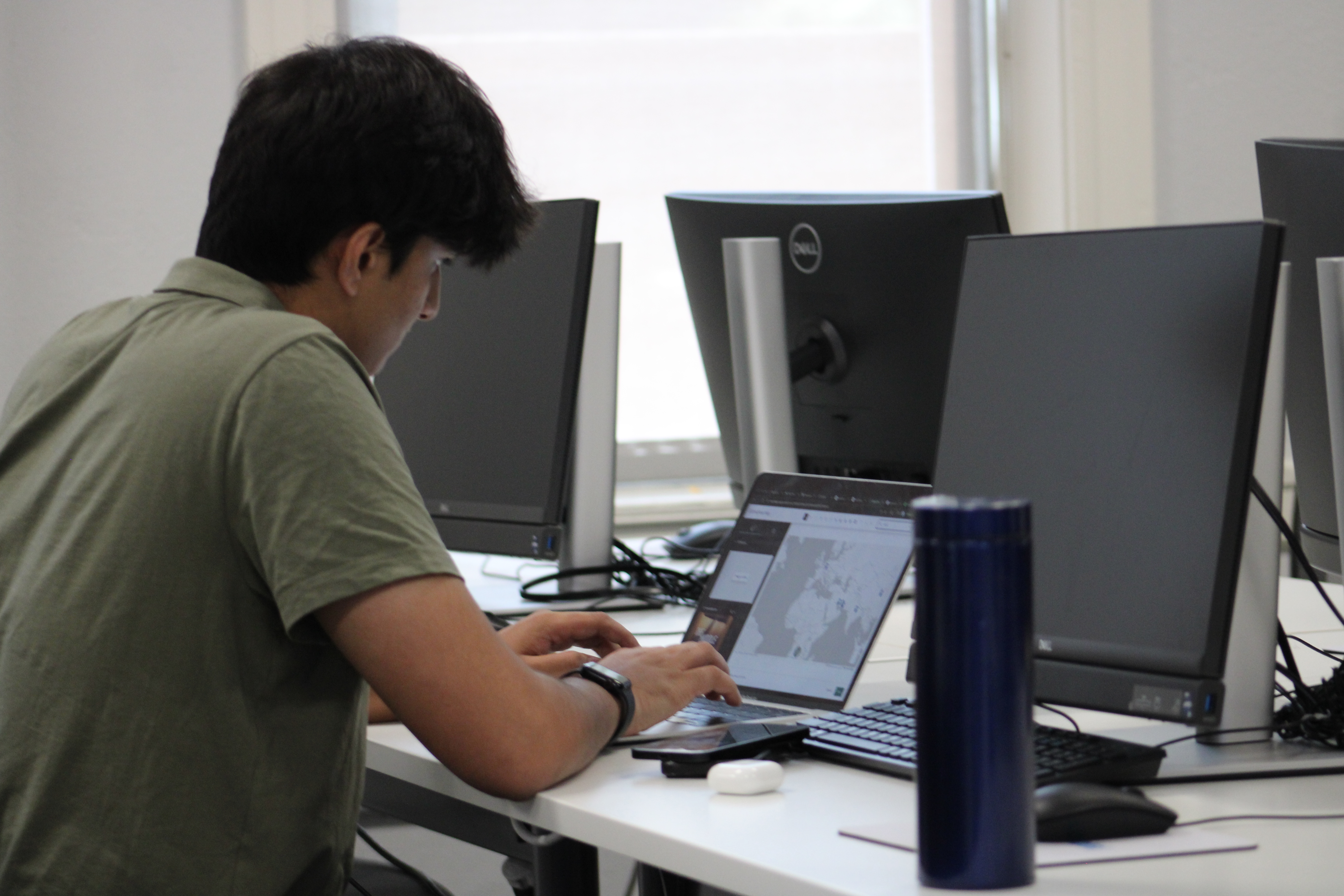 Student working on capstone project