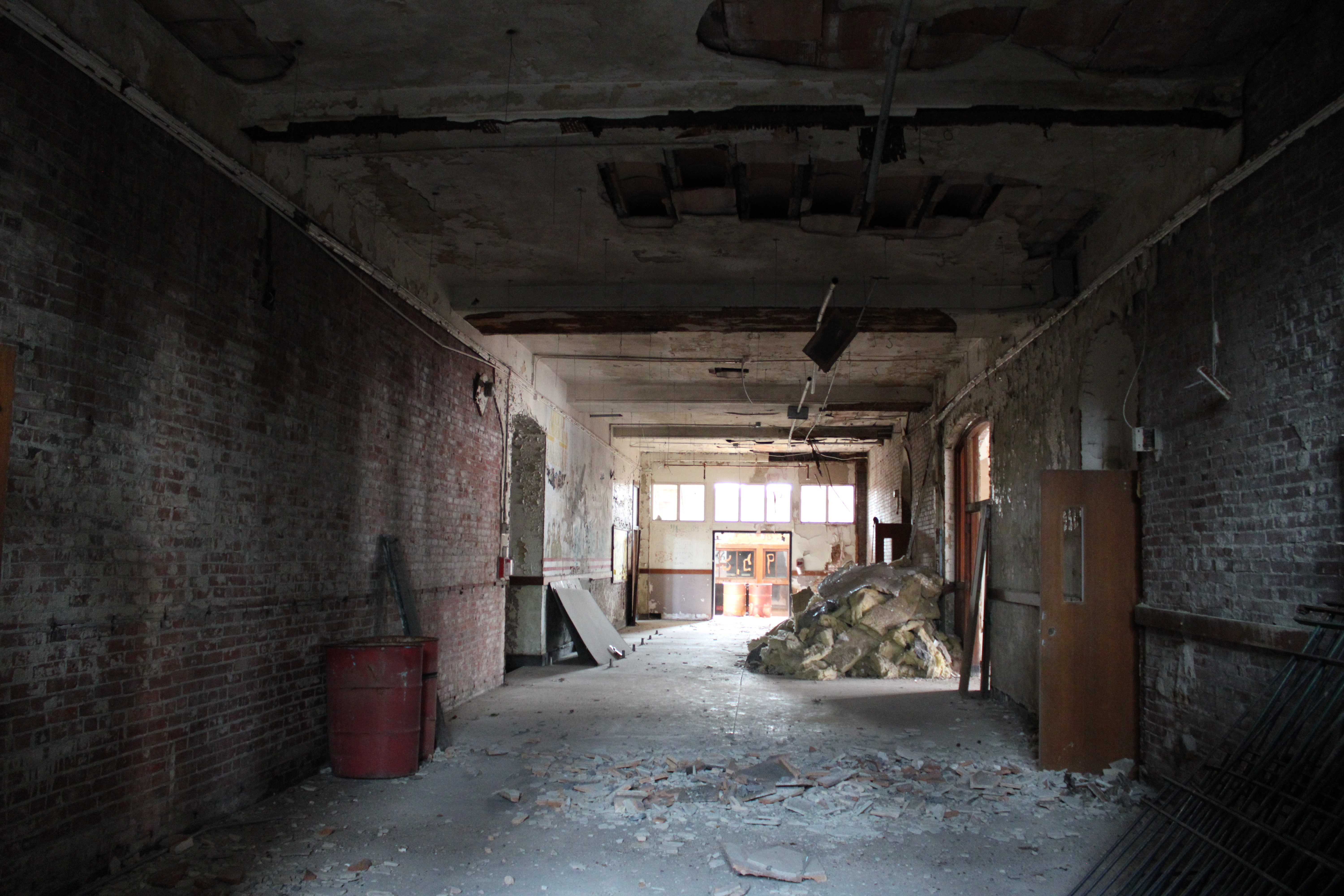 Inside view of hallway on first floor of Eliot Elementary School.