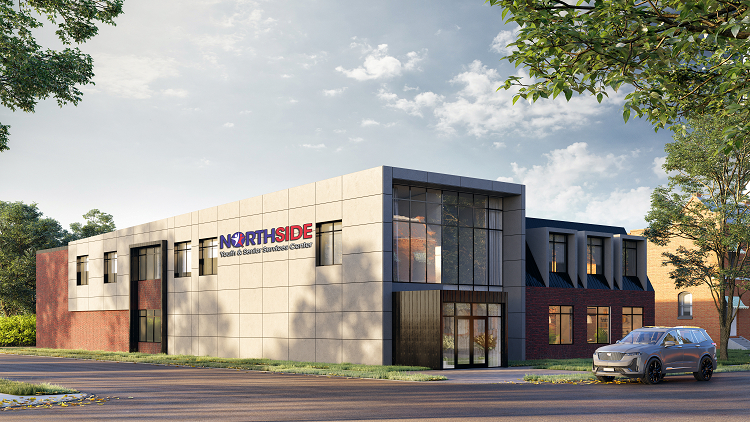 Mock-Up of Northside Youth and Senior Services Center New Modern Intergenerational Community Center
