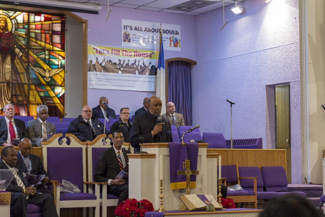 Alderman Sam Moore speaking at Families Advocating Safe Streets - December 2017