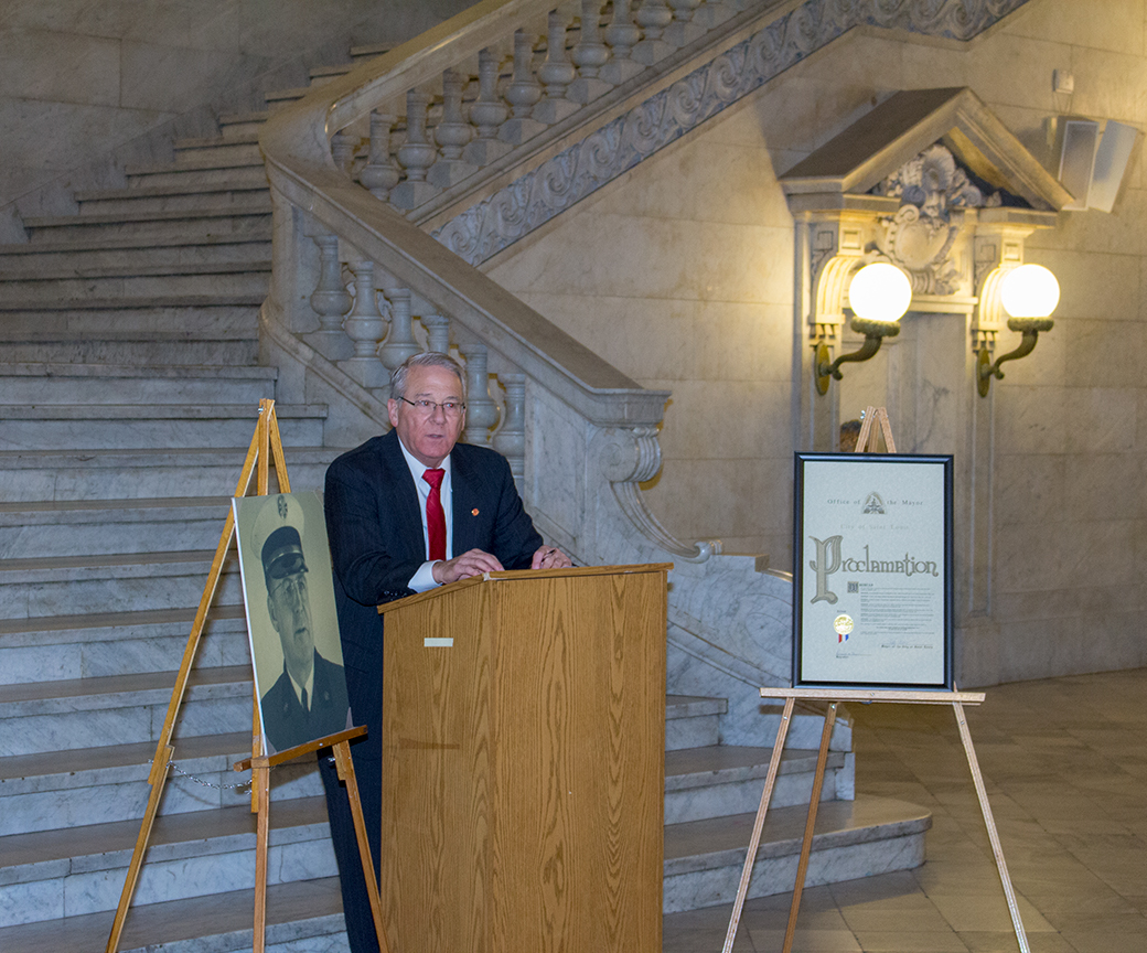 Honoring Fire Chief Joseph W. Morgan.