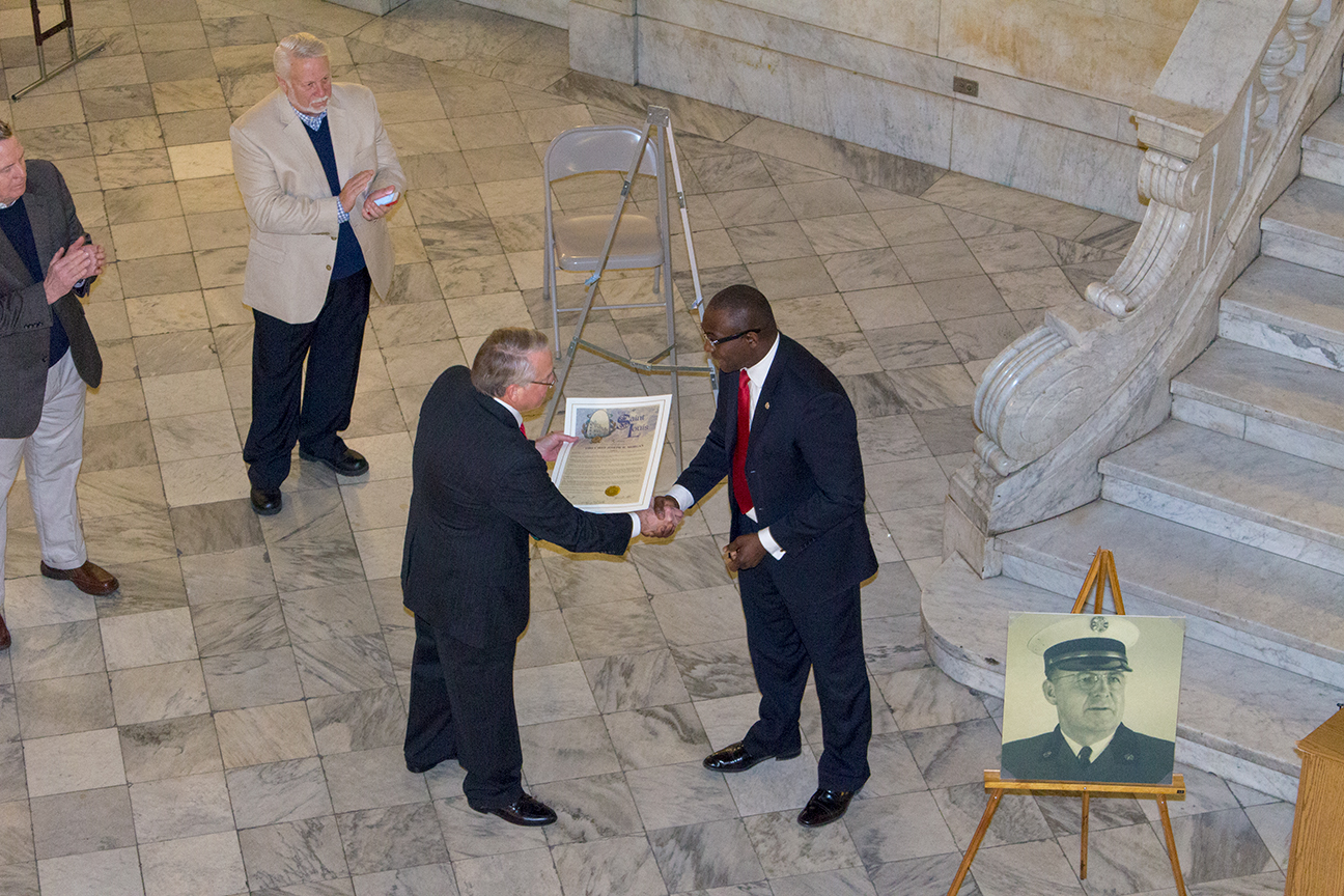 Honoring Fire Chief Joseph W. Morgan.