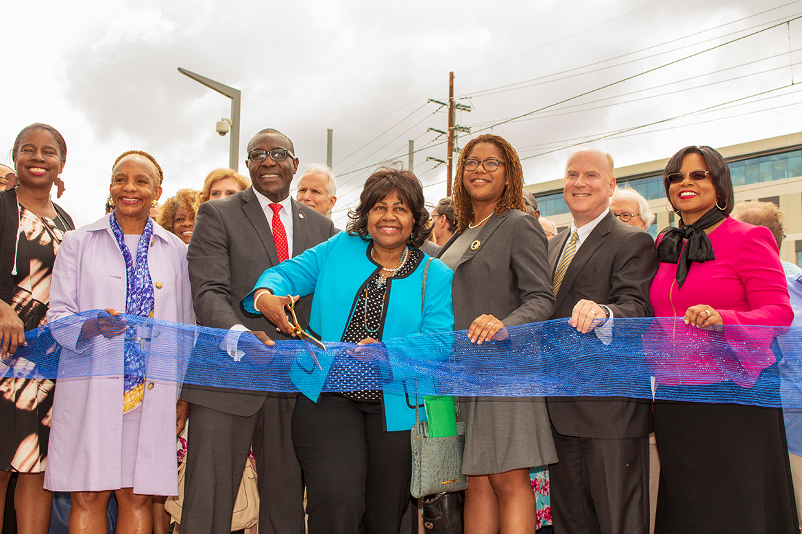 Photo from the grand opening of Cortex Metrolink station, July 31, 2018.