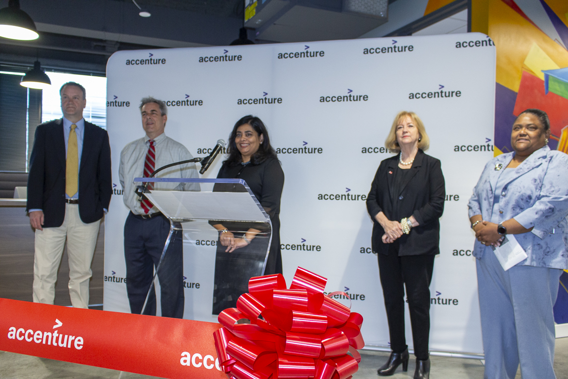 Photo from the June 3, 2019 opening of the Accenture office in Cortex.