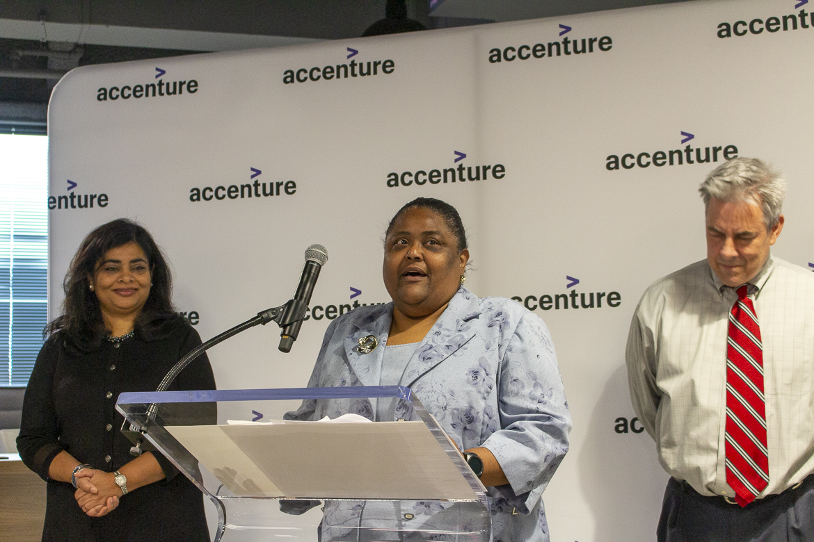 Photo from the June 3, 2019 opening of the Accenture office in Cortex.