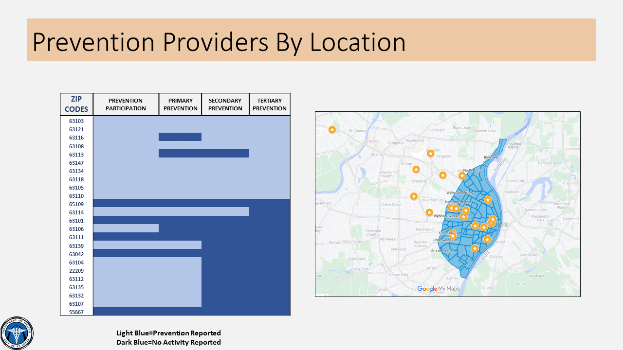 Map of prevention providers by location (page 21 of PDF document