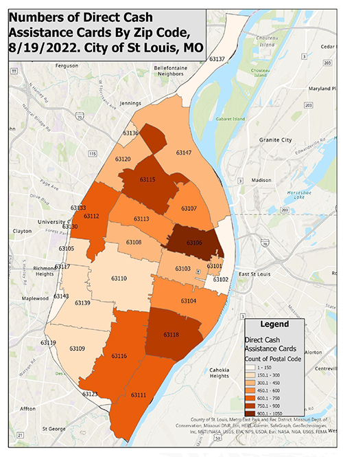 Number of Direct Cash Assistance Cards by Zip Code