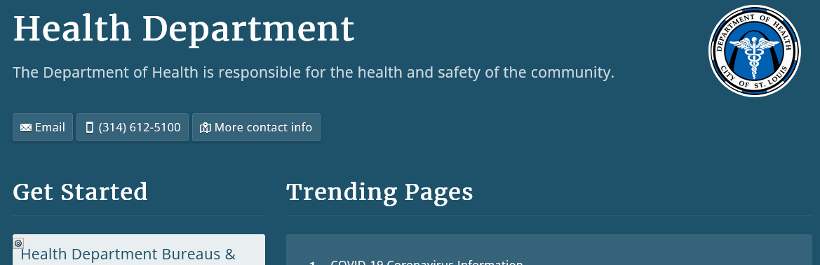Contact element at the top of the page