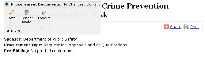 Screenshot of data edit option in procurement document 