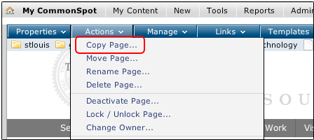 Copy Page Menu Option