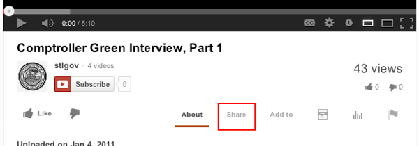 Youtube share button
