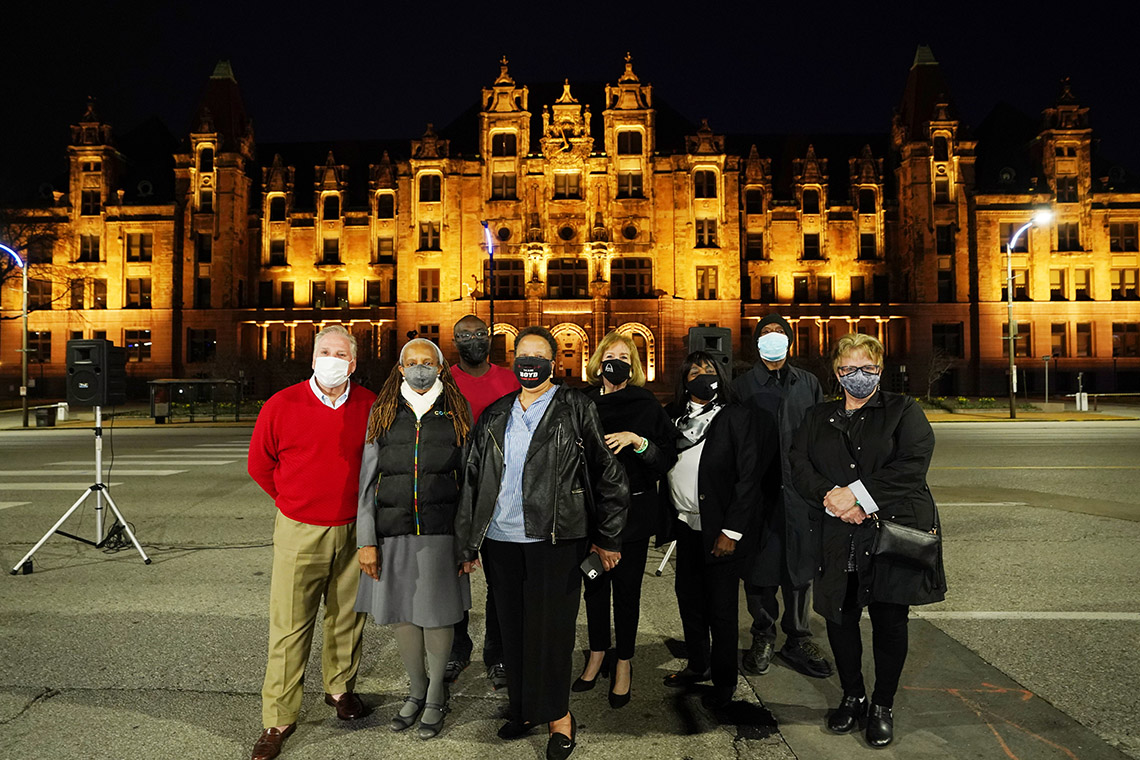 Group standing outside City Hall