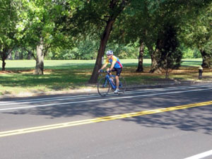 Cyclist-using-bike-lane-on-Arsenal