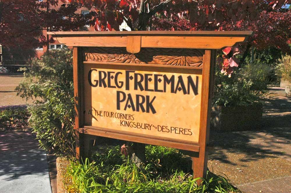 Greg Freeman Carved Park sign