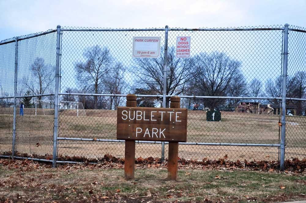 Sublette Park sign and baseball backstop