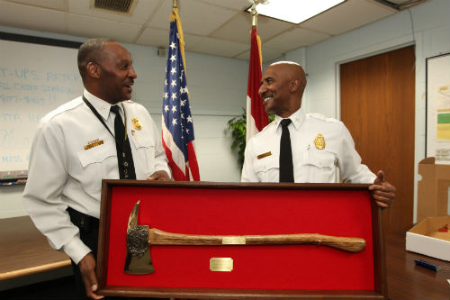 A scene from the farewell ceremony for Adam Long on Jan. 25, 2013.