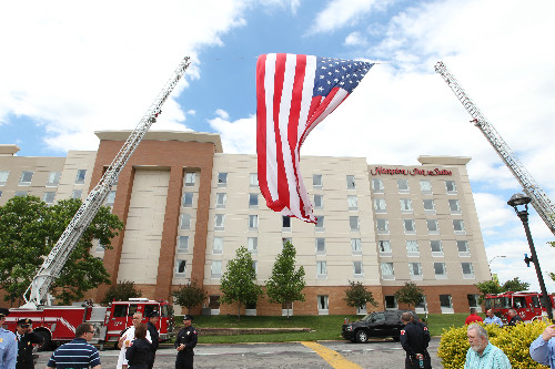 U.S. Flag outside of ceremony location