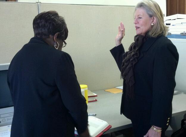 May Reay taking the oath of office Jan. 7, 2013