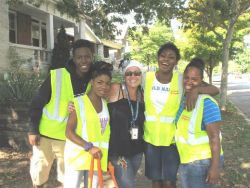 Group photo of Garden Rangers with Program Coordinator Eileen Ingrim