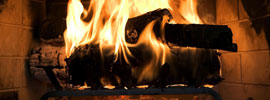 fireplace logs on fire
