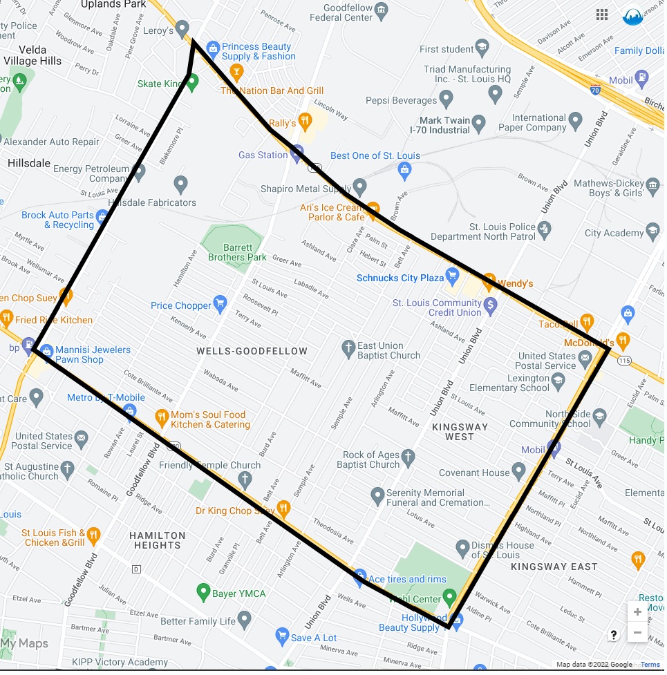 Area bordered by Kingshighway to the City limits and Page to Natural Bridge