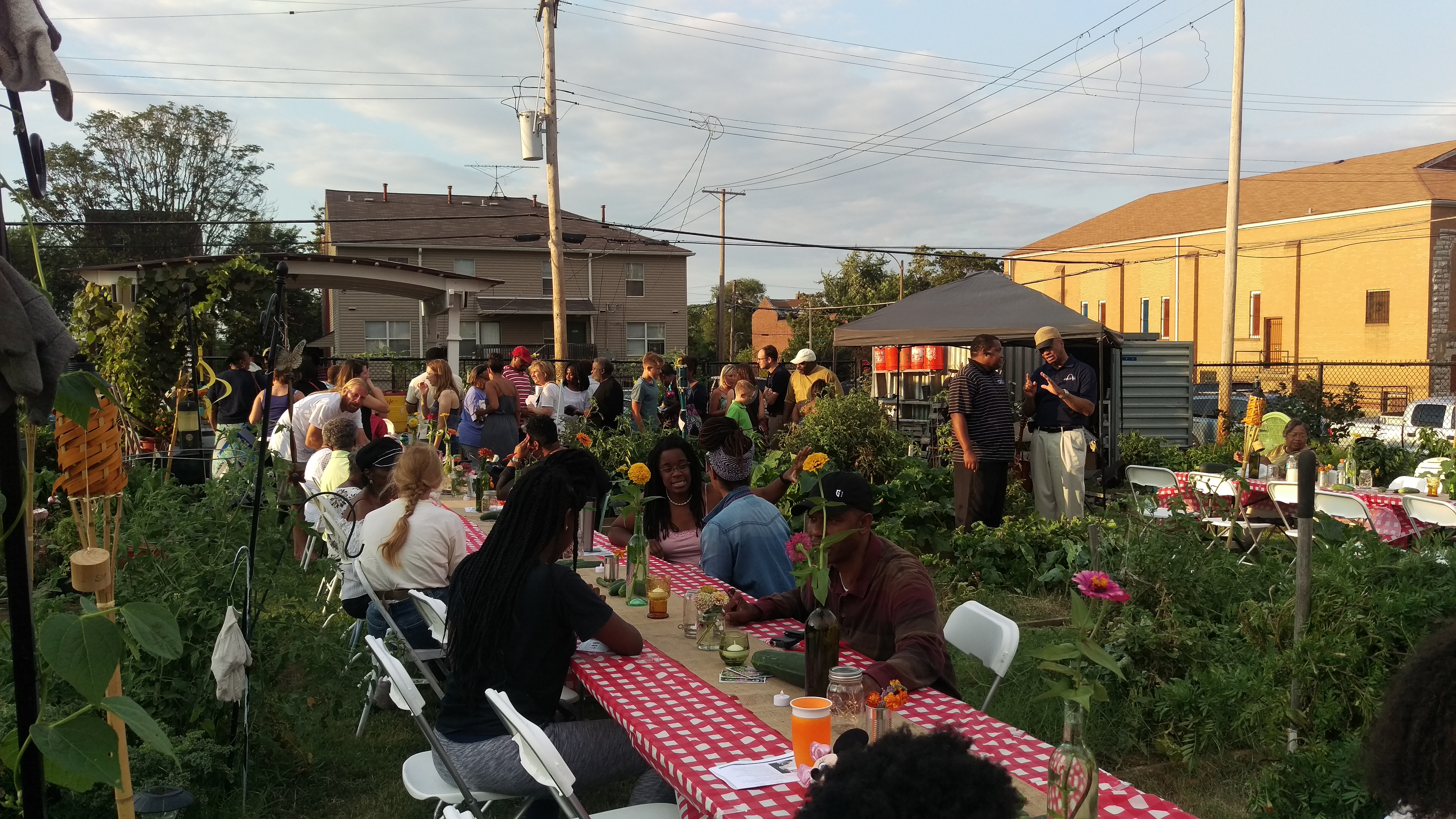 Residents enjoy a summer evening at a Project Connect community event.