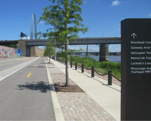 Riverfront Trail Bike Path near the St. Louis Arch