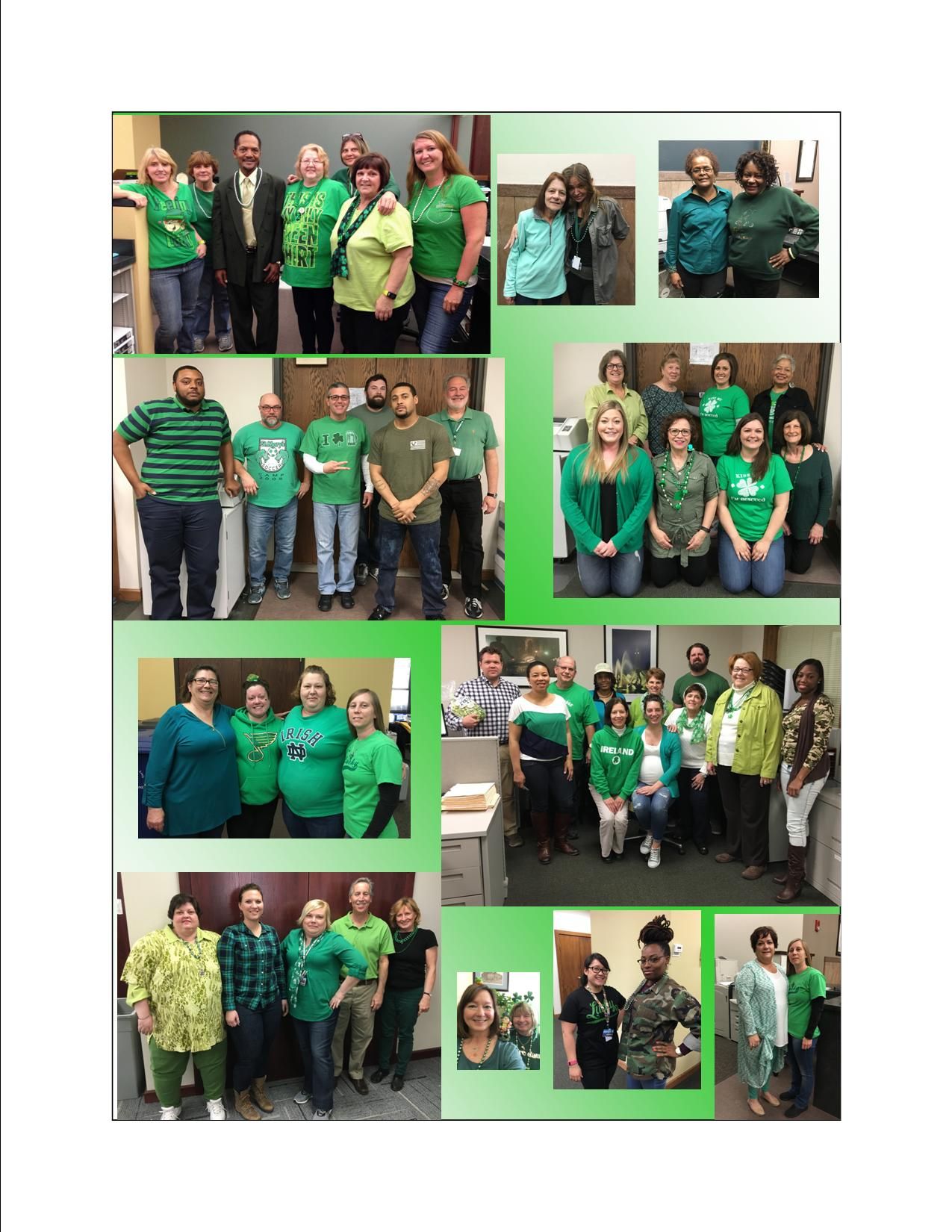 Collage of Collector of Revenue employees celebrating St. Patrick's Day