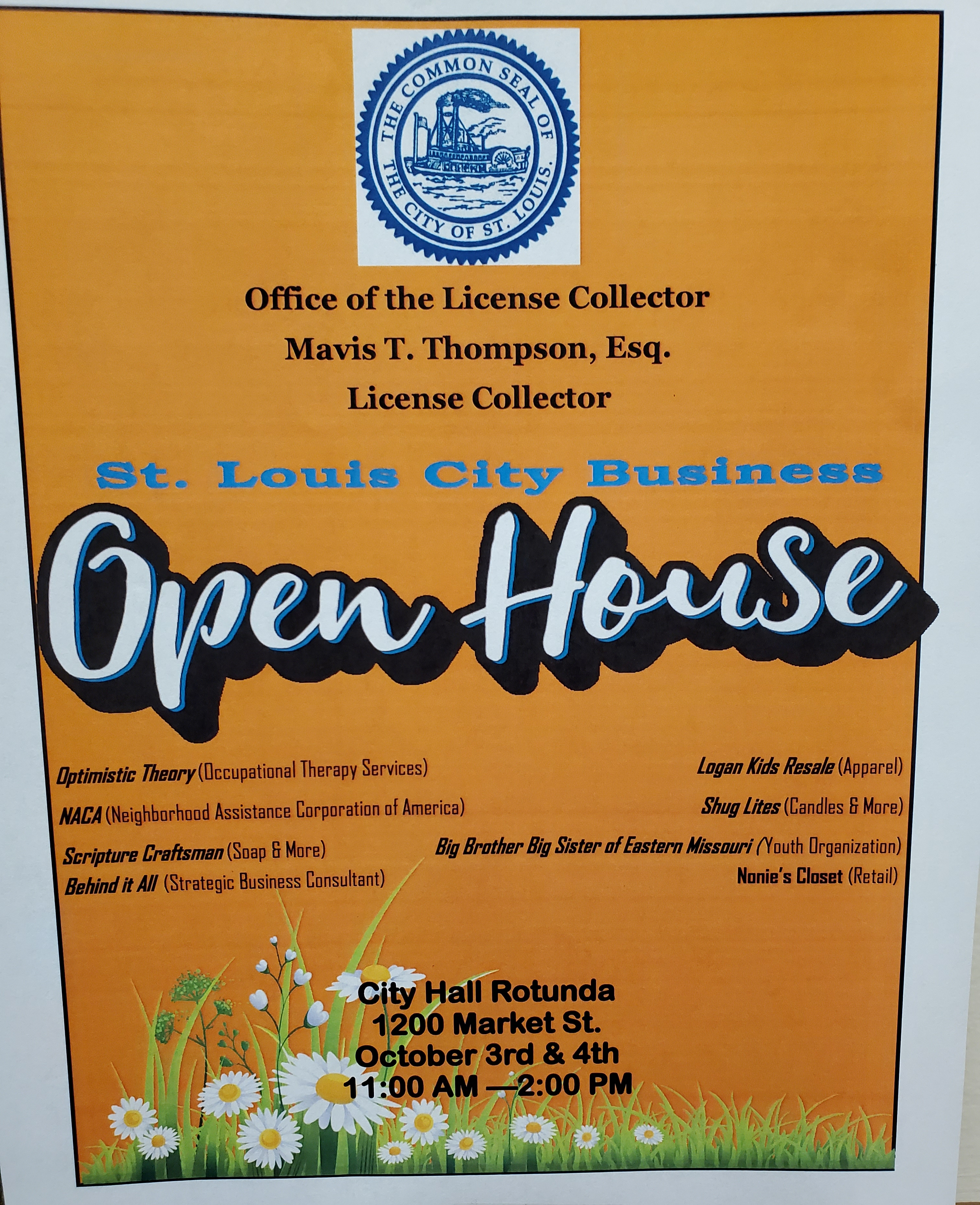 Flier from the License Collector's Office with details about this month's Open House