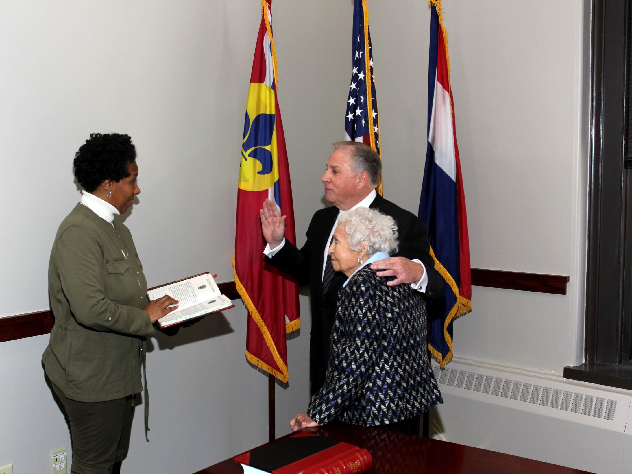 From left Register Dionne Flowers, Greg Daly and Estelle Daly