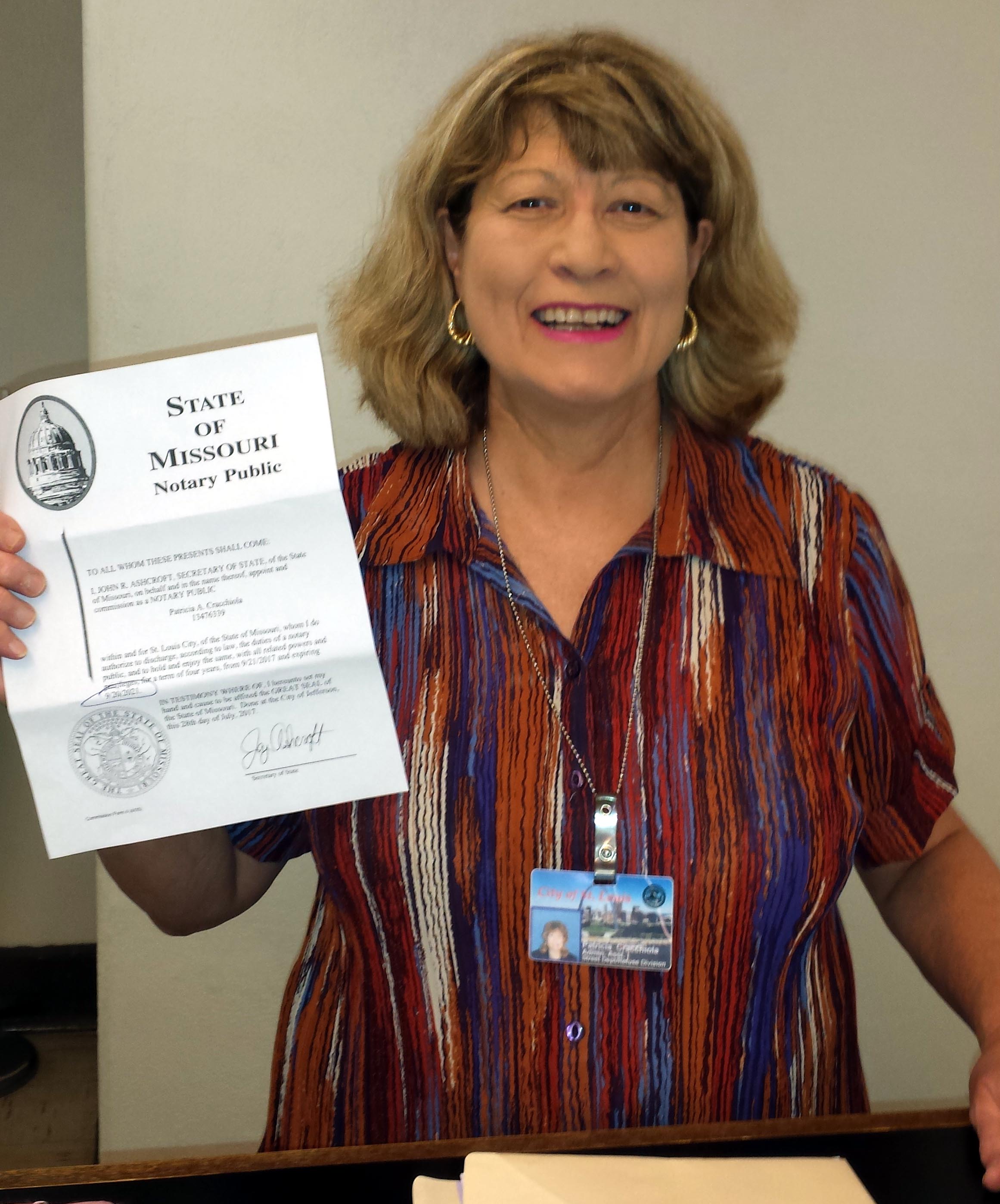 Patricia A. Cracchiola receives her Notary Public Renewal Commission