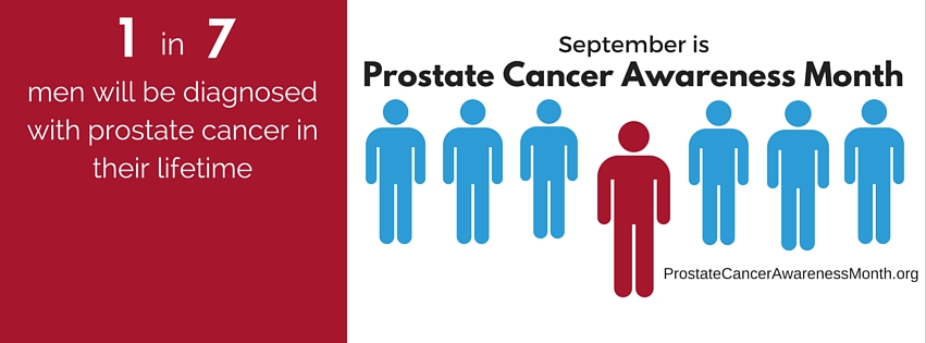 Graphic showing 1 in 7 men will be diagnosed with prostate cancer in their lifetime