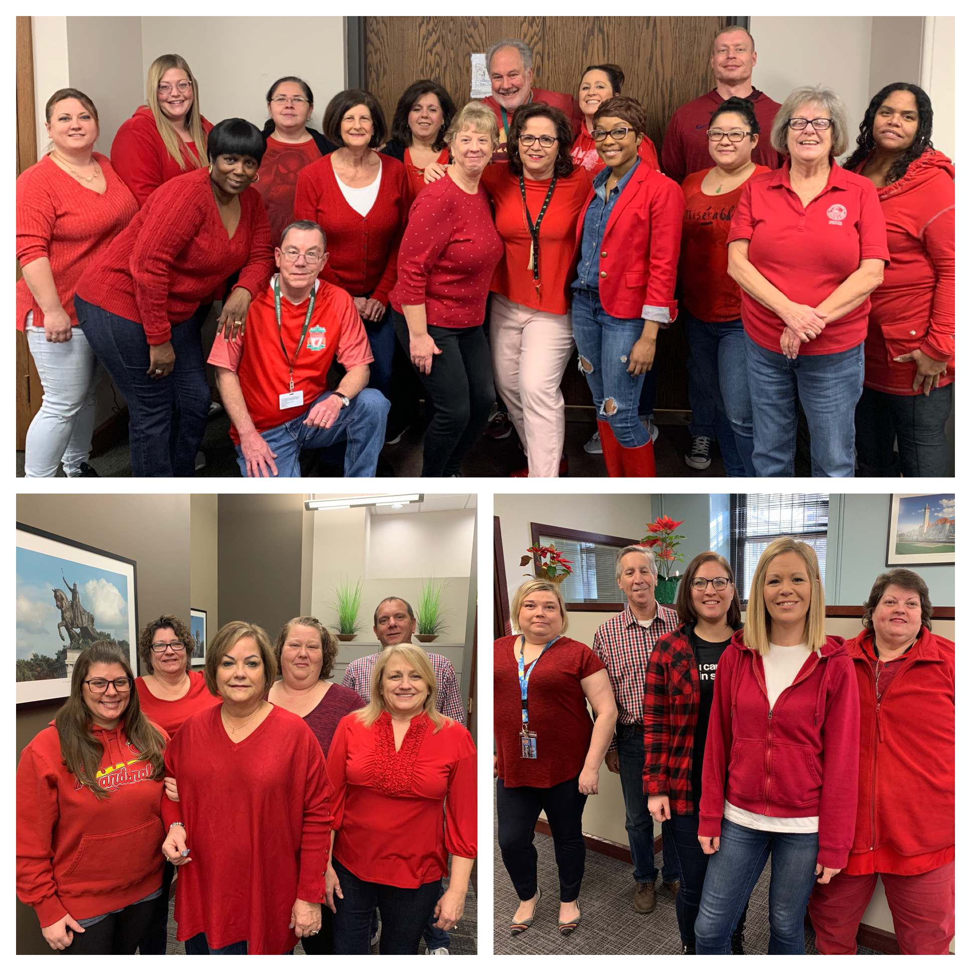 Photos of Collector of Revenue employees wearing red on National Wear Red Day