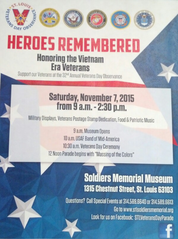 Flyer for 2015 Veterans Day Parade in St. Louis