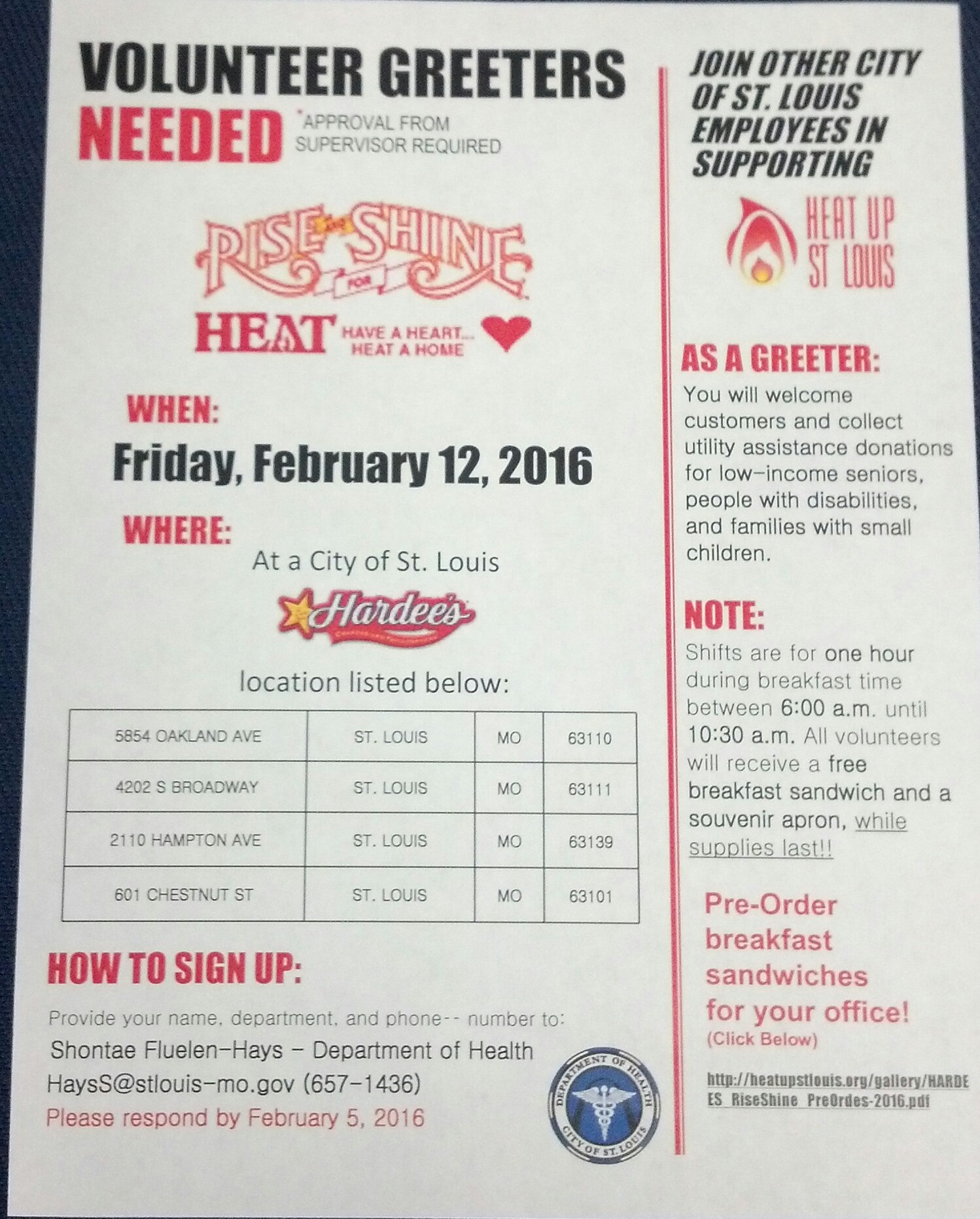 Heat Up St. Louis flyer for 021216 Heat Up St. Louis flyer for 021216