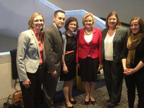 Lauren Landfried (l) and other workshop attendees had a chance to meet with Senator Claire McCaskill.
