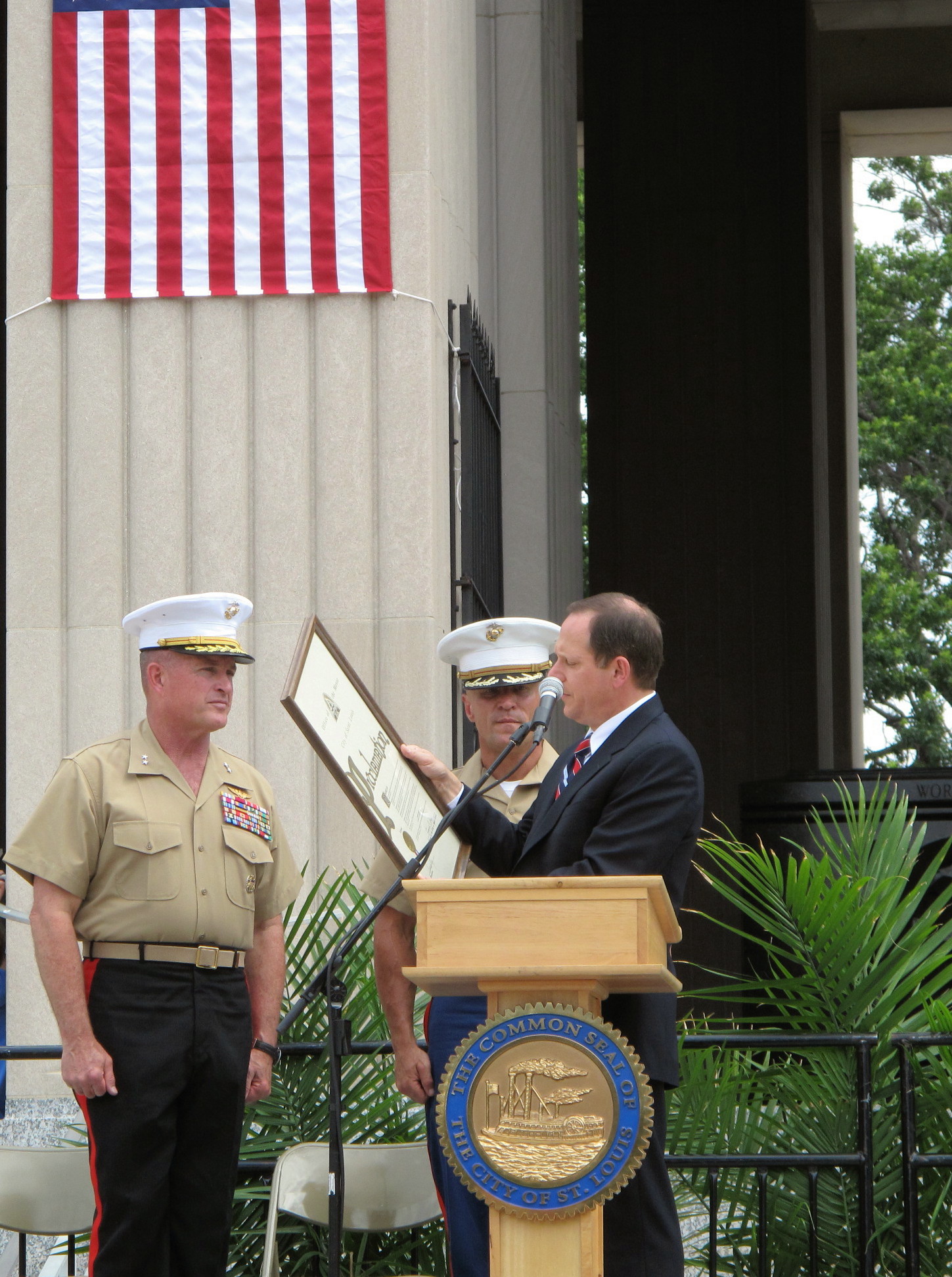 Mayor Francis G. Slay presents Marine Week proc 062011