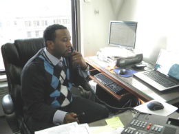 Sean Hadley at his desk