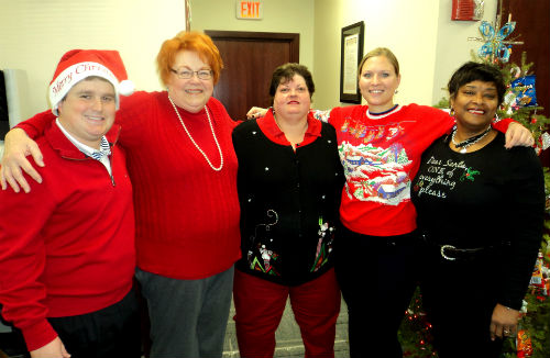 COR Water Dept. employees wearing their Christmas / Holiday attire