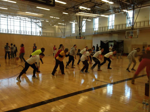 Ladies performing Zumba led by an instructor from The Dollhouse Studios at the O'Fallon Park Rec Plex. Ladies performing Zumba led by an instructor from The Dollhouse Studios at the O'Fallon Park Rec Plex.