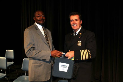 Dr. Kelvin Adams and Fire Chief Dennis Jenkerson