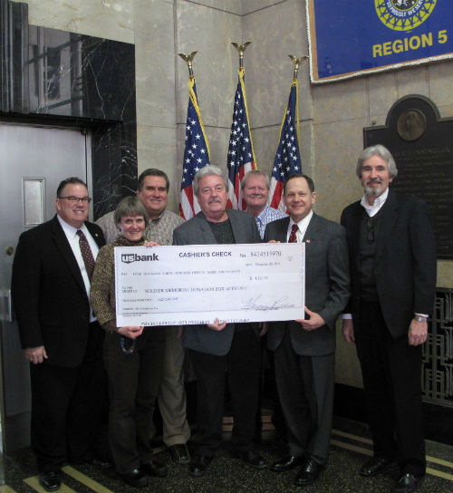 Check Presentation at Soldiers' Memorial on Wednesday, Feb. 4, 2015.